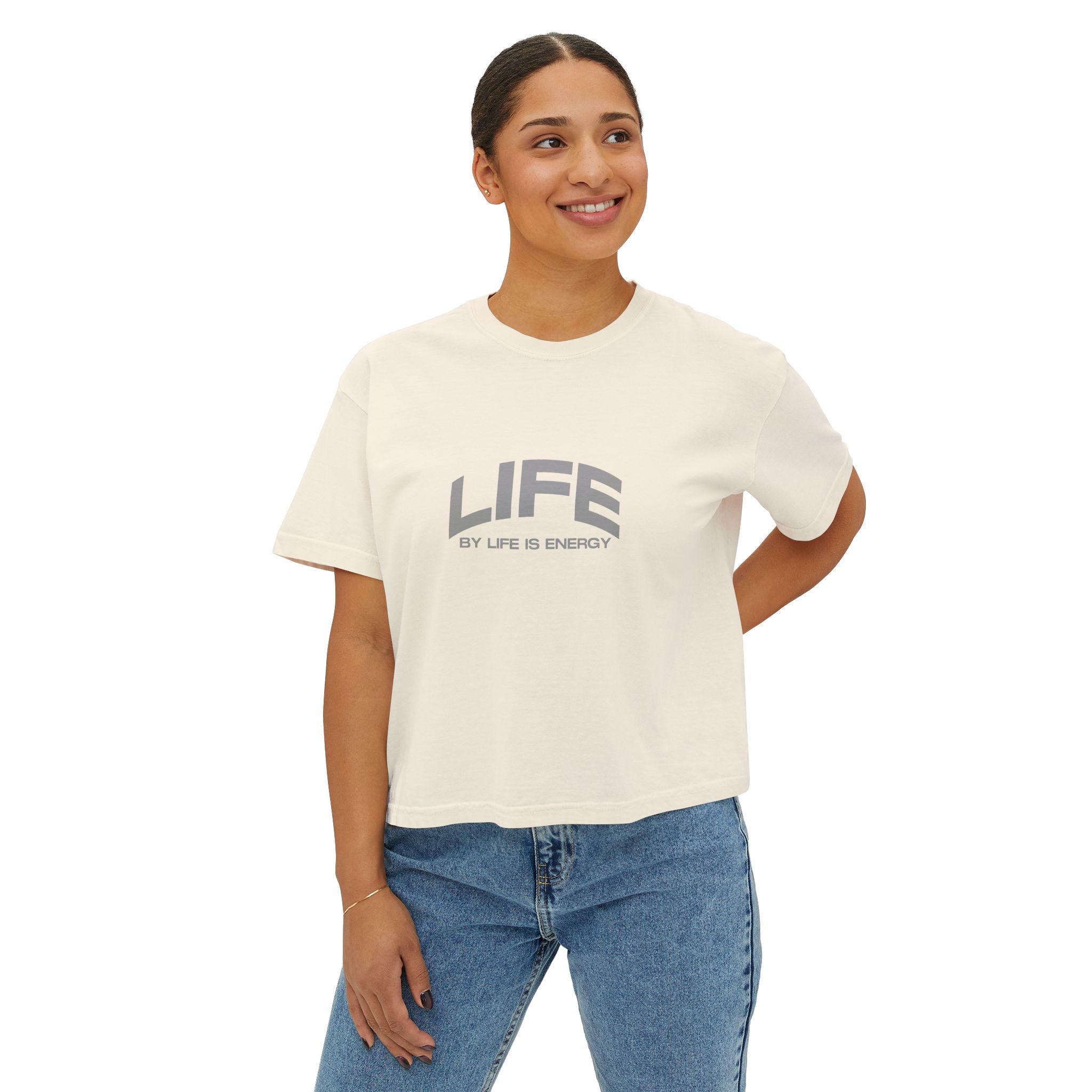 'LIFE BY LIFE IS ENERGY' Graphic T-Shirt for Casual Comfort