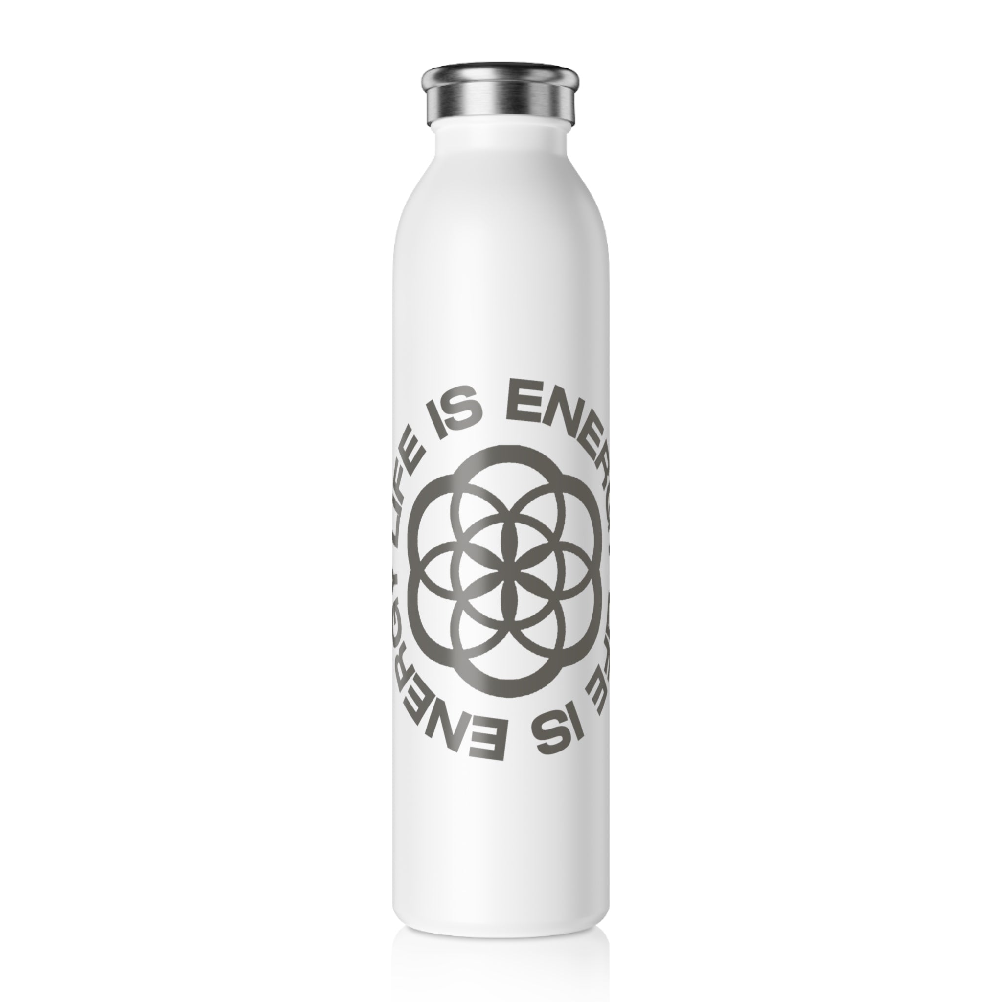 Motivational Slim Water Bottle - "Life Is Energy"