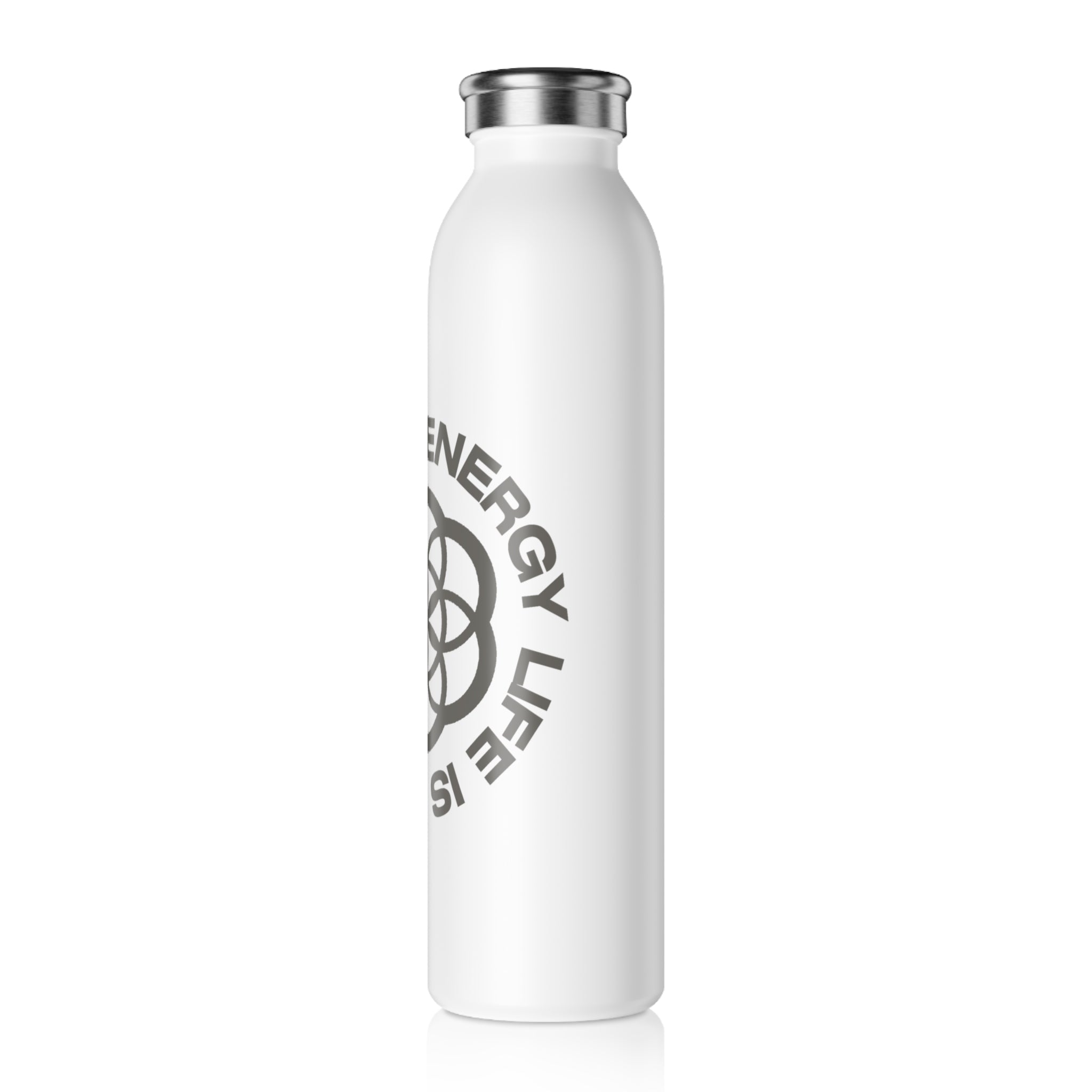 Motivational Slim Water Bottle - "Life Is Energy"