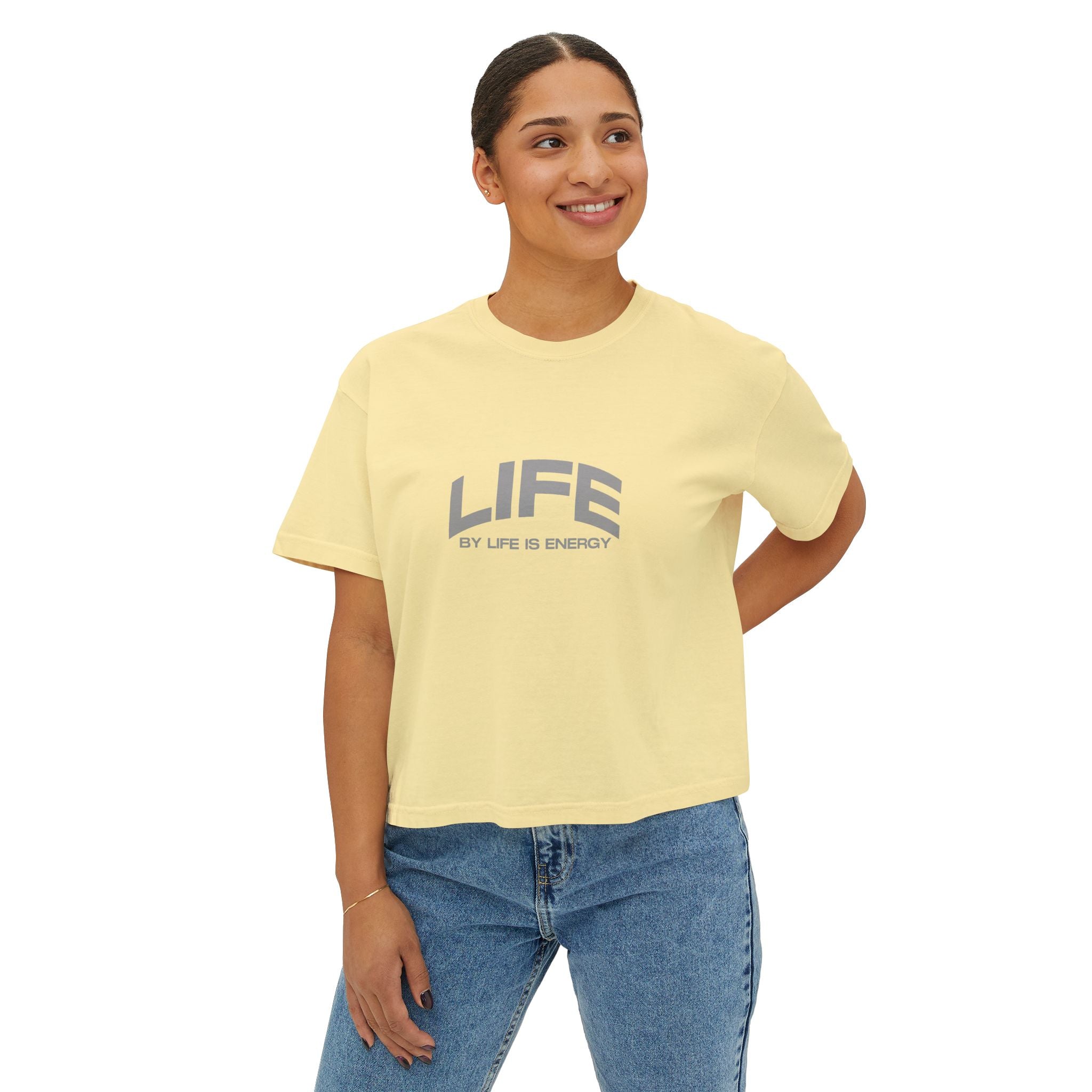 'LIFE BY LIFE IS ENERGY' Graphic T-Shirt for Casual Comfort
